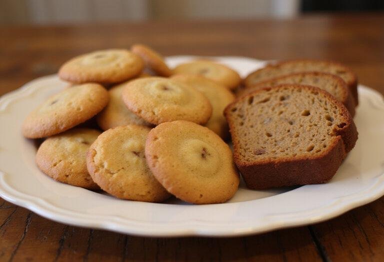 Delicious cookies and banana bread ready to enjoy from the banana bread cookies recipe and 3 ingredient sugar cookie recipe.