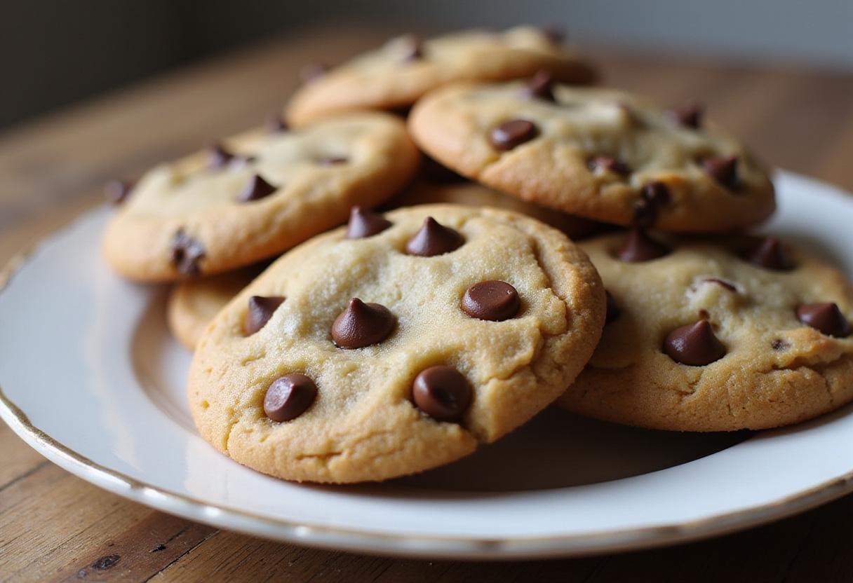 Deliciously baked banana chocolate cookies with butterscotch and chocolate chips, beautifully presented on a plate.