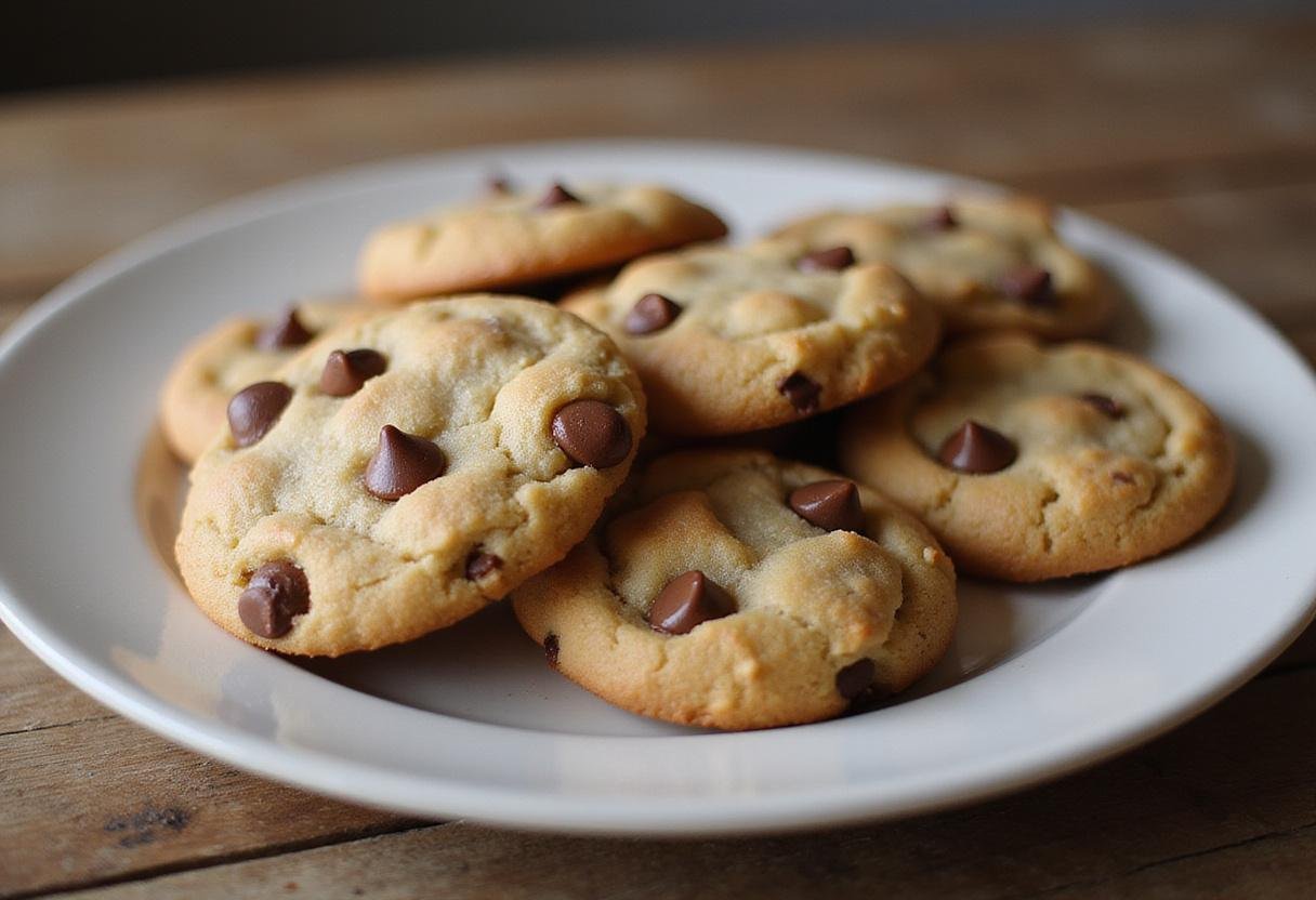 Deliciously baked banana chocolate cookies with butterscotch and chocolate chips, beautifully presented on a plate.