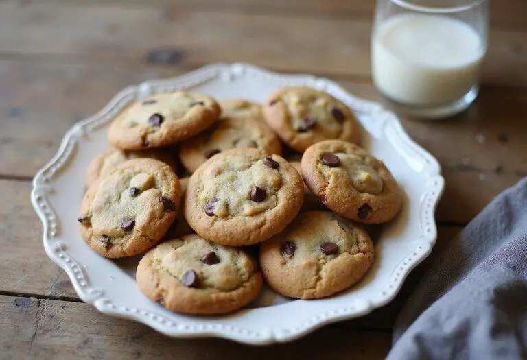 Displaying the final outcome of famous chocolate chip cookie recipes, featuring beautifully baked cookies reminiscent of Grandma's chocolate chip cookies, perfect for any occasion.