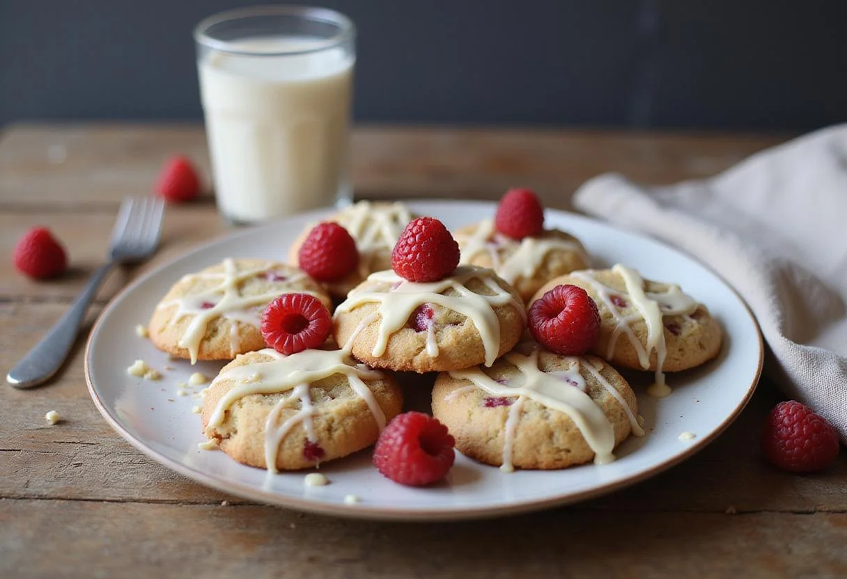 The final delightful presentation of the best white chocolate raspberry cookies, showcasing their deliciousness and inviting appeal.