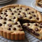 Deliciously baked chocolate chip cookie pie, perfect for dessert lovers.