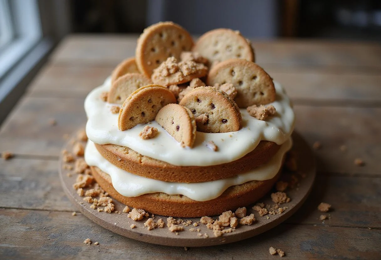 Delicious cookie mix cake recipe finished and beautifully presented.