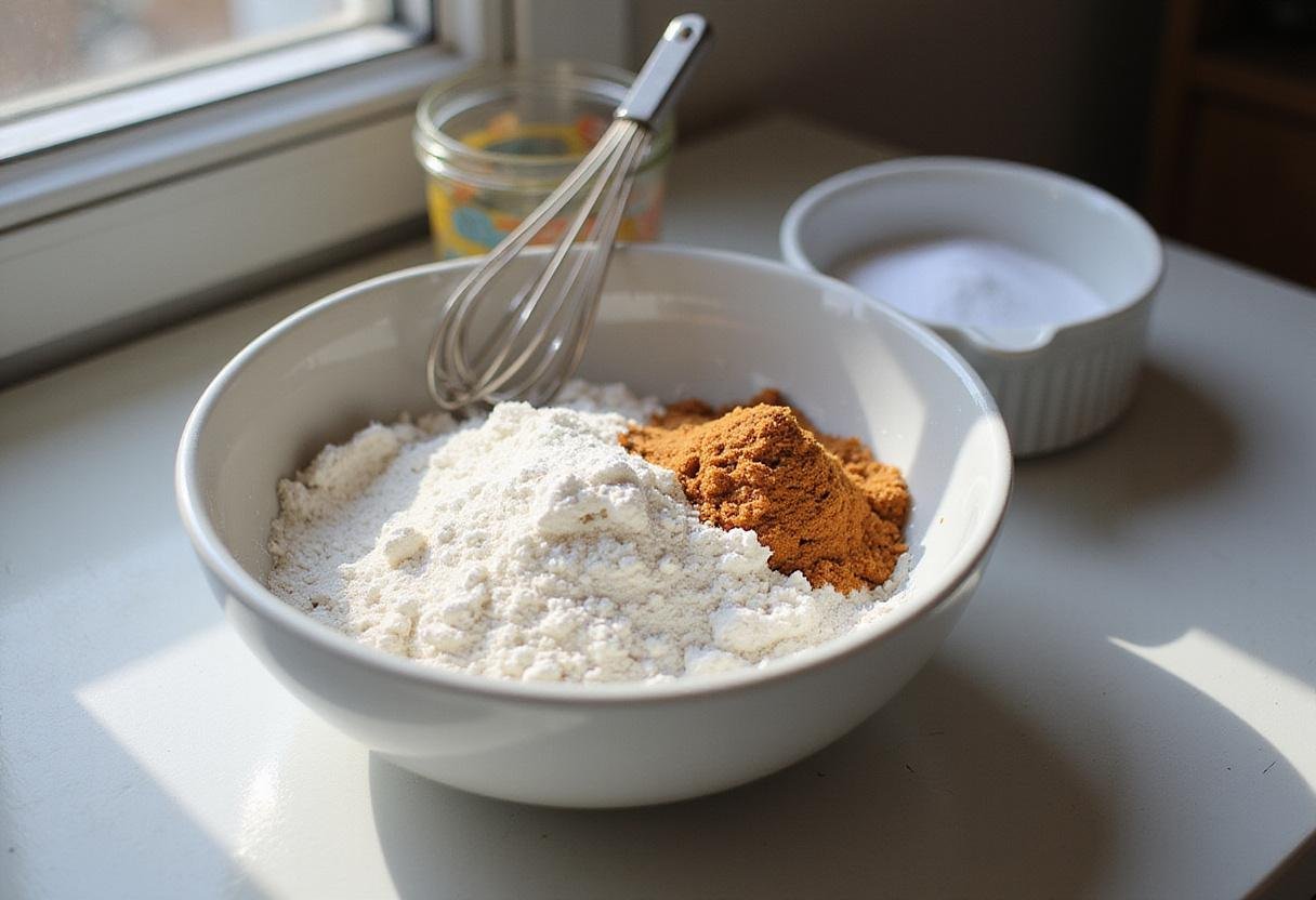 Ingredients for crumbl cookie recipe including flour and sugar on a kitchen counter, perfect for capturing the essence of a crumbl cookies recipe.