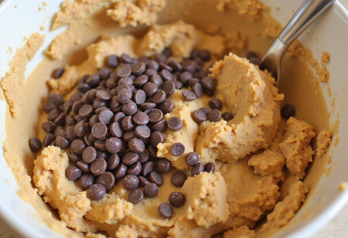 Incorporating chocolate chips into the cottage cheese cookie dough.