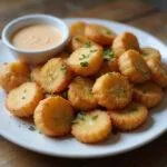 Delicious crispy air fryer cheese curds served with dipping sauce, perfect for snacking.