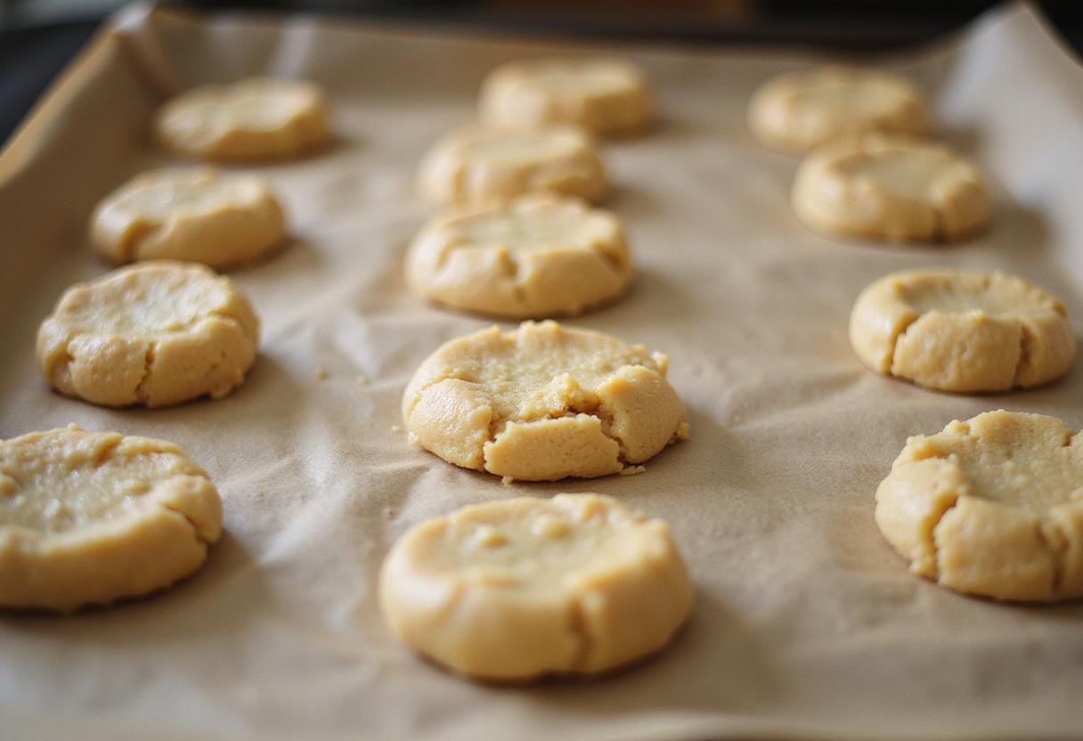 Raw crumbl cookies on a baking sheet, showcasing the preparation stage of the crumbl cookie recipe.