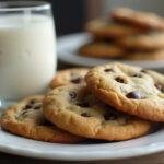 Delicious eggless chocolate chip cookies displayed on a plate - perfect treat made without eggs.