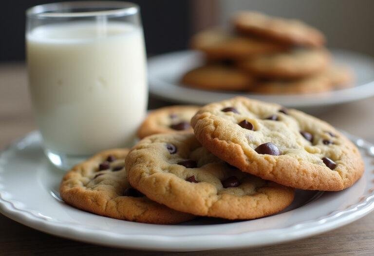 Delicious eggless chocolate chip cookies displayed on a plate - perfect treat made without eggs.