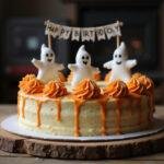 Stunning Halloween birthday cake with spooky decorations, perfect for a festive celebration.
