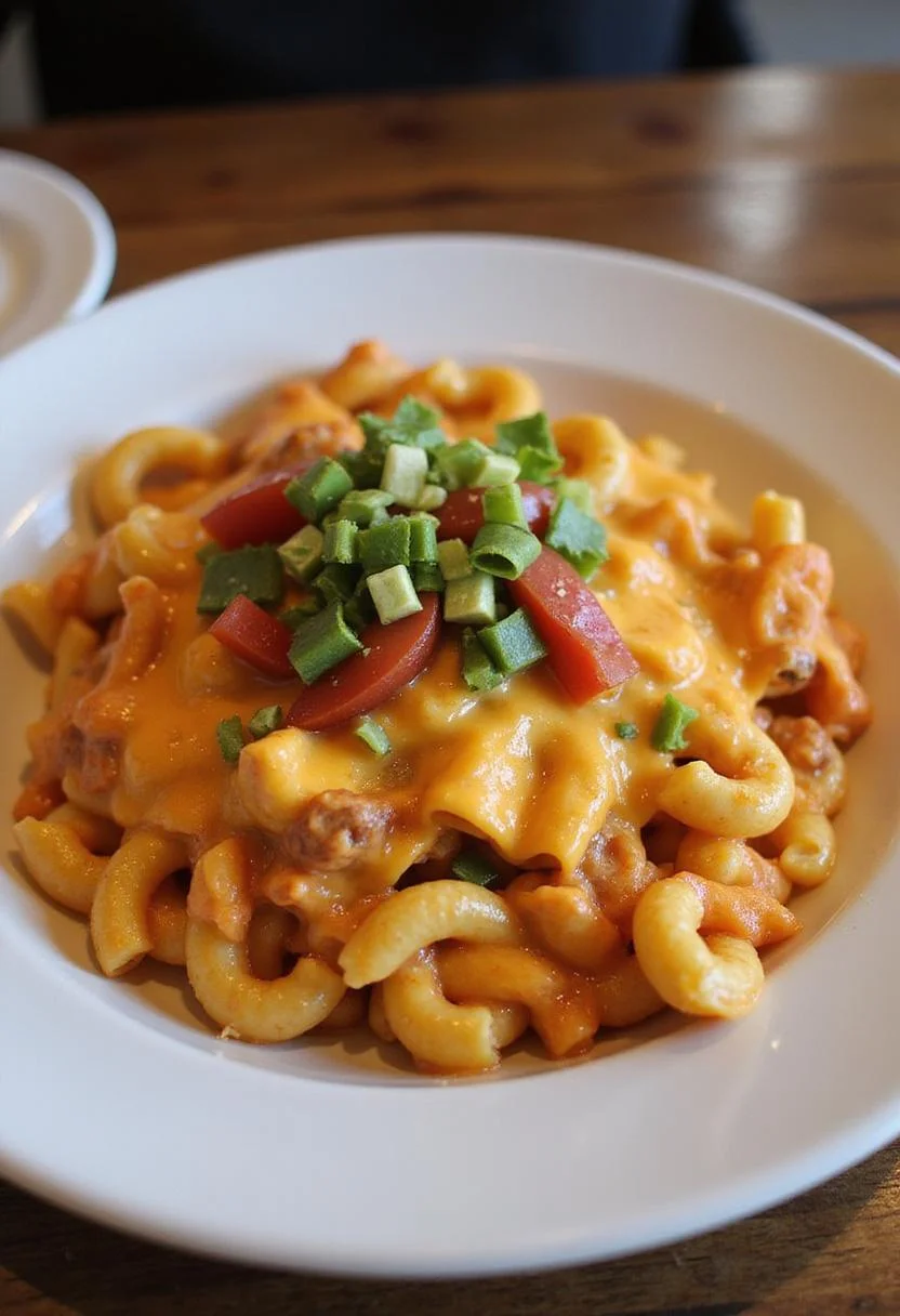 Delicious Mexican Mac and Cheese dish ready to serve, perfect for a comforting meal.