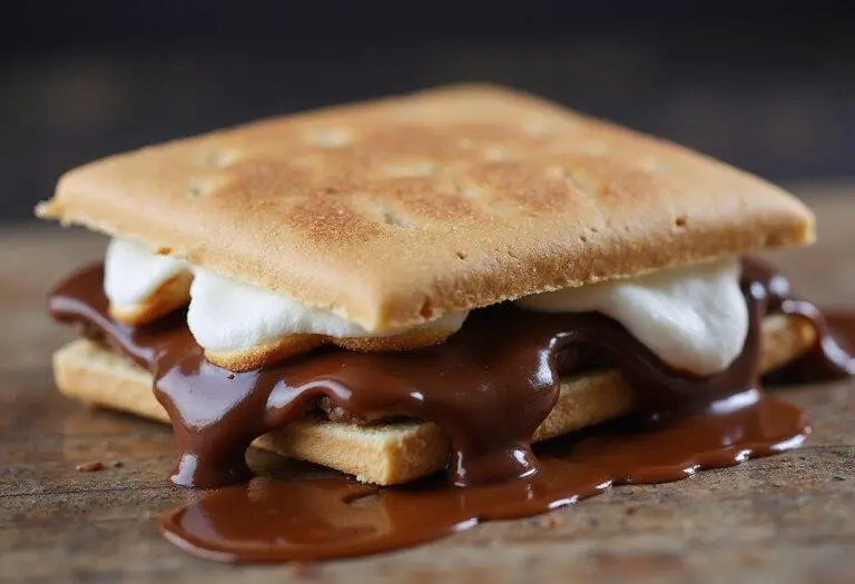 Delicious close-up of air fryer s'mores, highlighting ooey gooey marshmallows and rich chocolate.