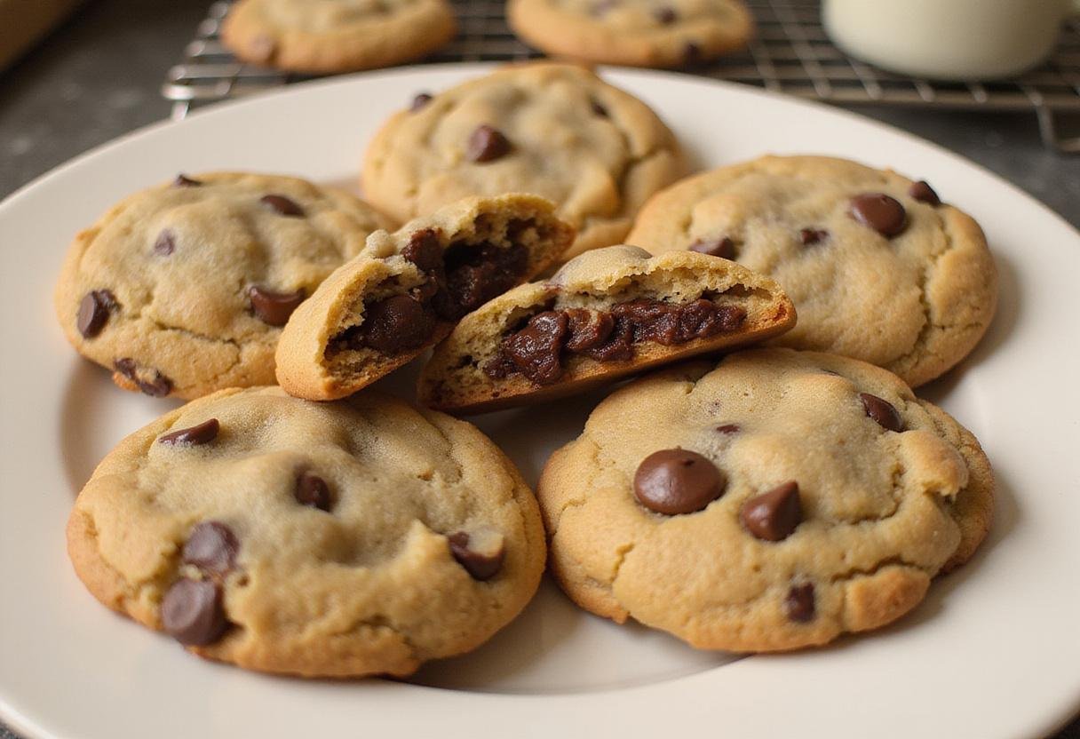 Delicious traditional chocolate chip cookies ready to enjoy, perfecting classic recipes by Betty Crocker and Joanna Gaines.