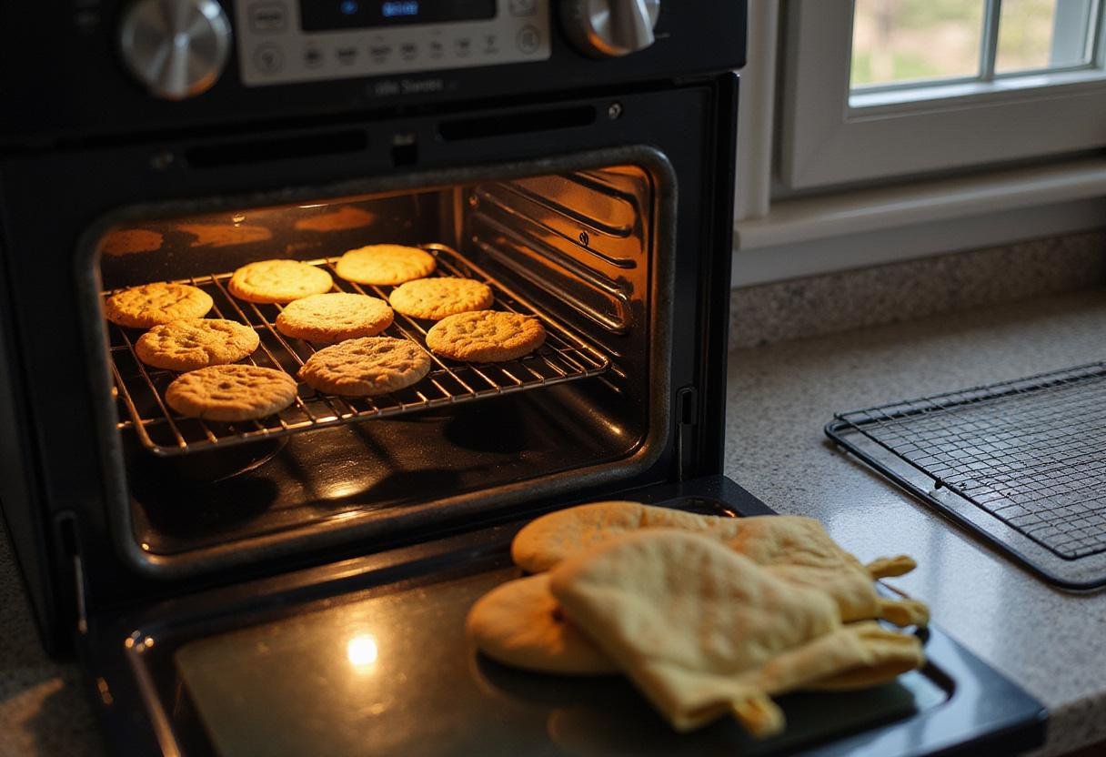 Oven baked white chocolate cookies cooling down, including variations like peppermint, lemon, and matcha, showcasing delightful dessert creations.