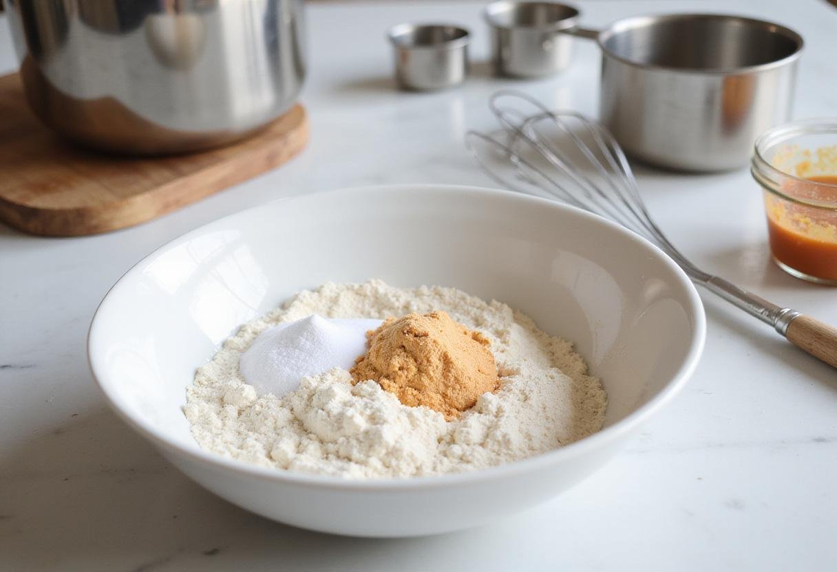 Start preparing fluffy cake batter for 21st birthday cake ideas with flour, sugar, and baking soda in the kitchen.