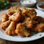 Final presentation of the best air fryer cauliflower wings, crispy and delicious, perfect for a healthy snack.