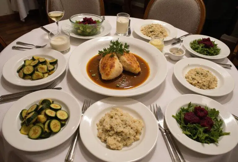 An exquisite presentation of chicken piccata with ideal side dishes, showcasing what to serve with chicken piccata for a perfect dinner.
