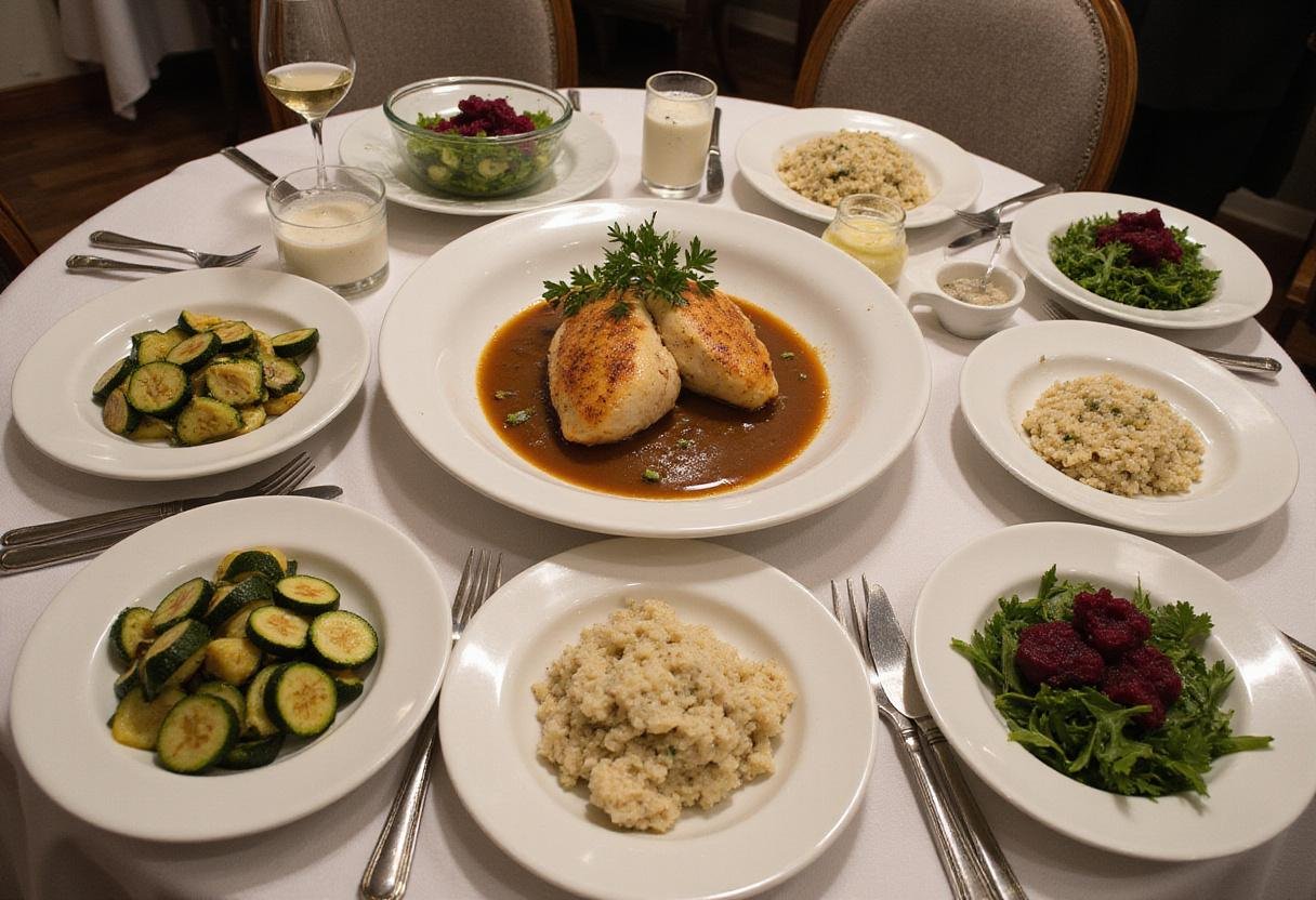 An exquisite presentation of chicken piccata with ideal side dishes, showcasing what to serve with chicken piccata for a perfect dinner.