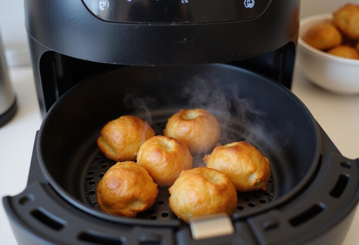 Crispy cooked frozen egg rolls in air fryer, showcasing delicious golden brown egg rolls ready to be served.