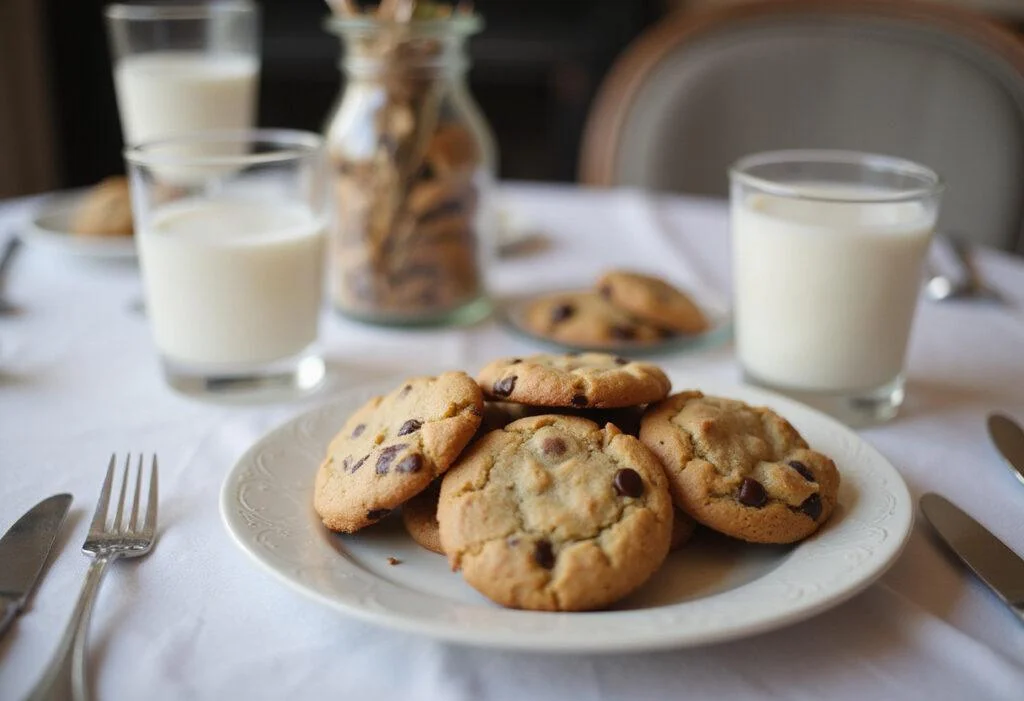Deliciously baked Betty Crocker chocolate chip cookies served with milk, showcasing the final result.