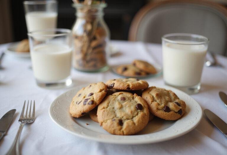 Deliciously baked Betty Crocker chocolate chip cookies served with milk, showcasing the final result.