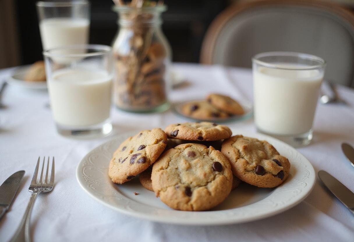 Deliciously baked Betty Crocker chocolate chip cookies served with milk, showcasing the final result.
