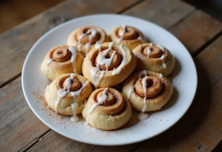 Enjoying delicious cake mix cinnamon rolls served on a plate, representing the ultimate indulgence in cake mix desserts with a charming presentation.