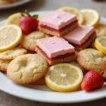 decorative presentation of lemon cake mix cookies and strawberry cake mix cookie bars, perfect for dessert lovers