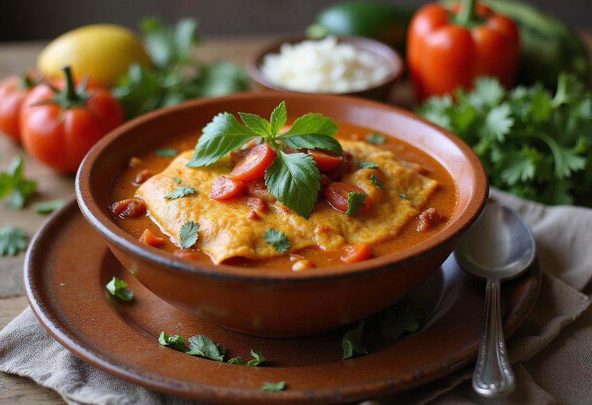 Final presentation of green enchilada chicken soup, showcasing an appetizing and hearty meal perfect for any occasion.