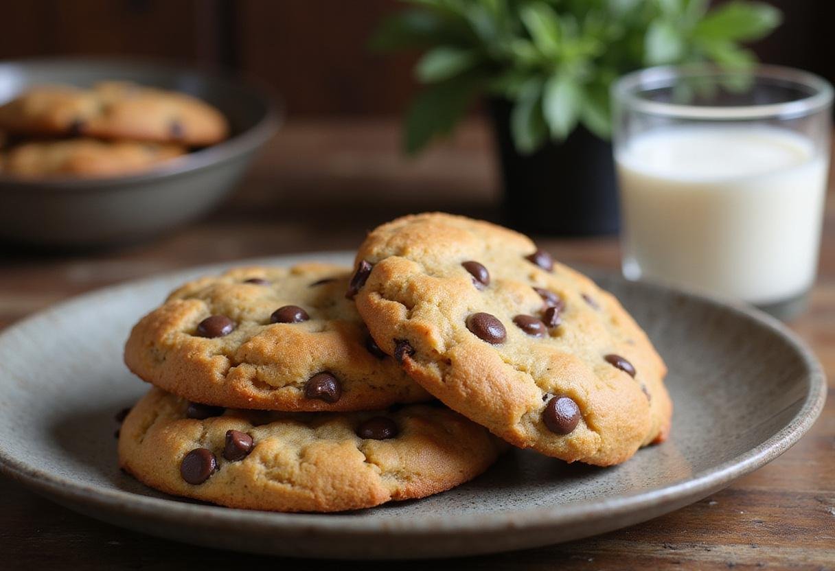 Delicious homemade chickpea chocolate chip cookies served fresh, showcasing the perfect protein-packed treat.