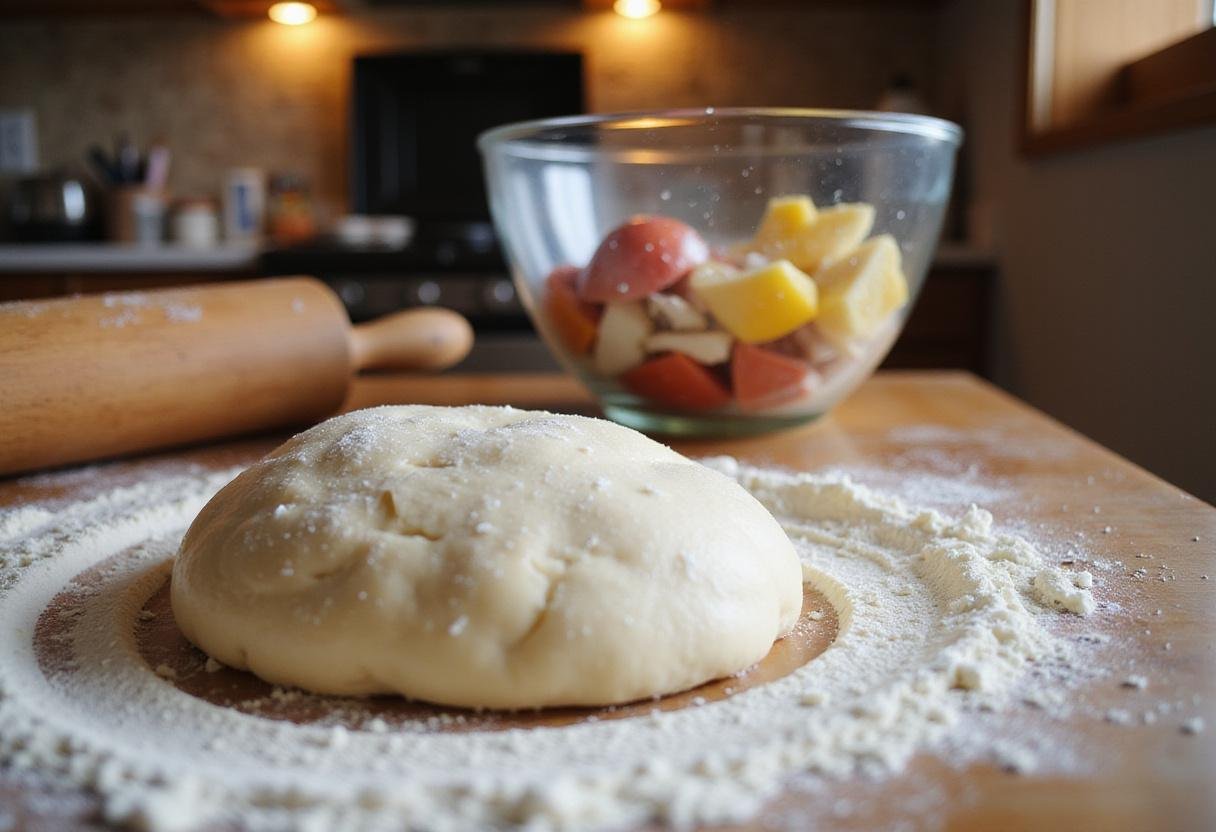 Kneading dough for cinnamon roll cookies on a floured surface, capturing the process of creating the perfect dough.