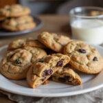 Delicious classic oatmeal raisin cookies served with a glass of milk, perfect for a delightful snack.