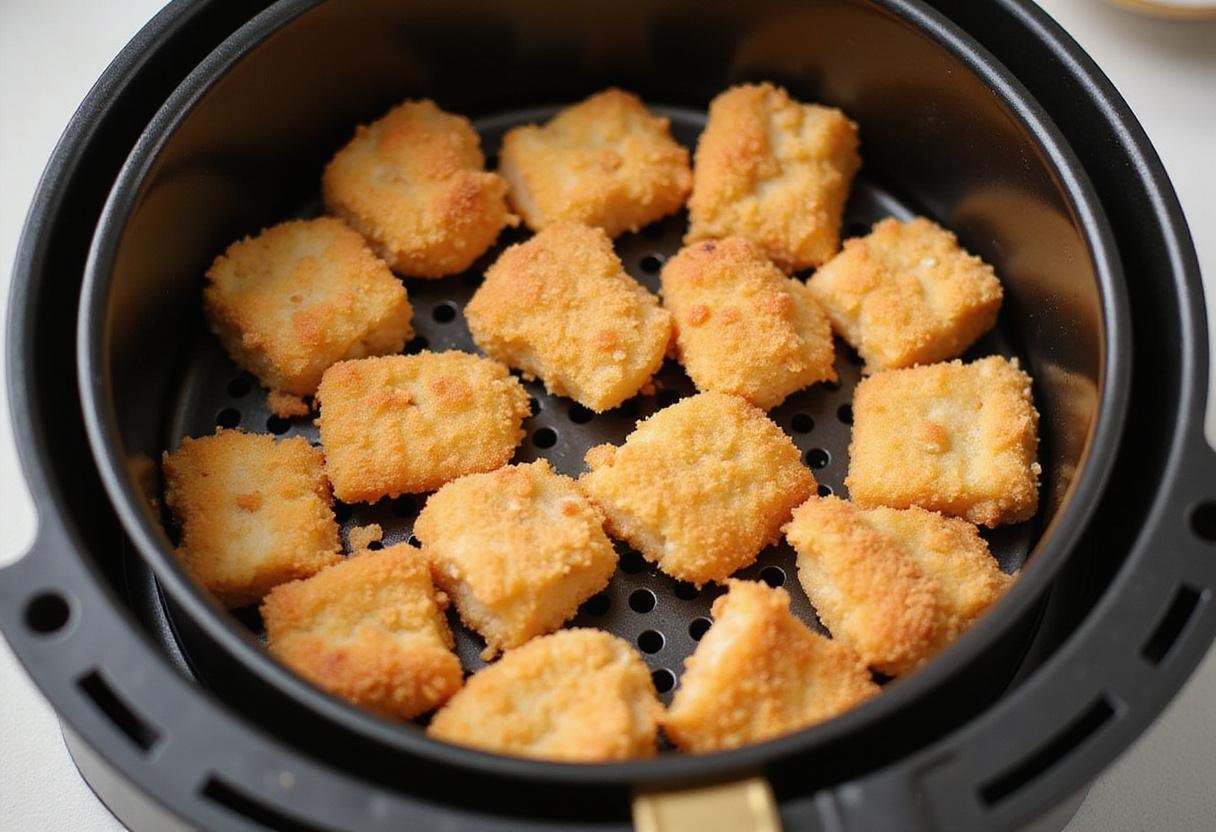 Layering frozen chicken nuggets in the air fryer for perfect crispness, tips for cooking frozen chicken nuggets.