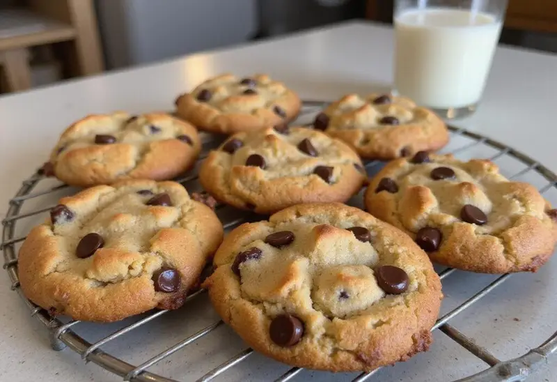 Deliciously baked copycat Crumbl cookies on a cooling rack, served with a glass of milk, perfect for any occasion.