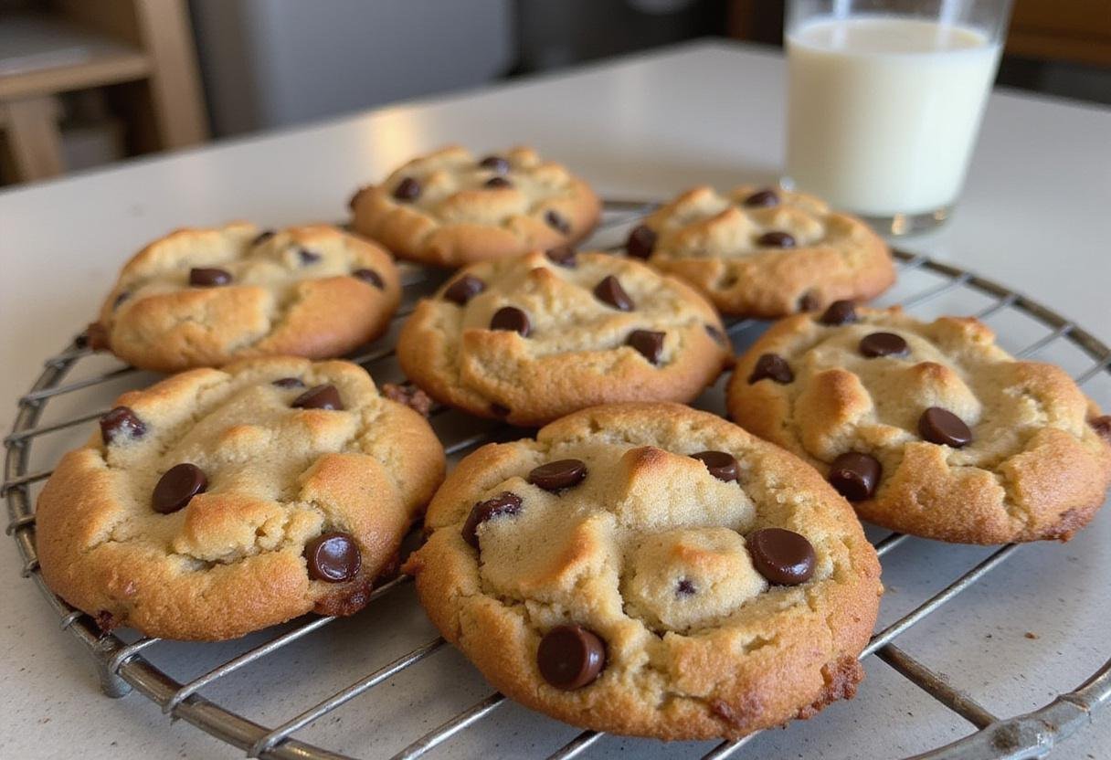 Deliciously baked copycat Crumbl cookies on a cooling rack, served with a glass of milk, perfect for any occasion.