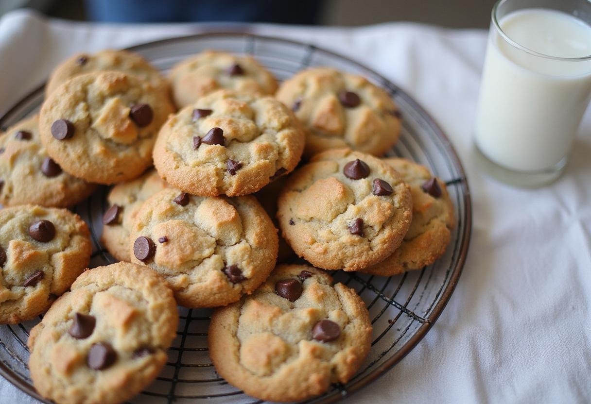 Deliciously baked copycat Crumbl cookies on a cooling rack, served with a glass of milk, perfect for any occasion.