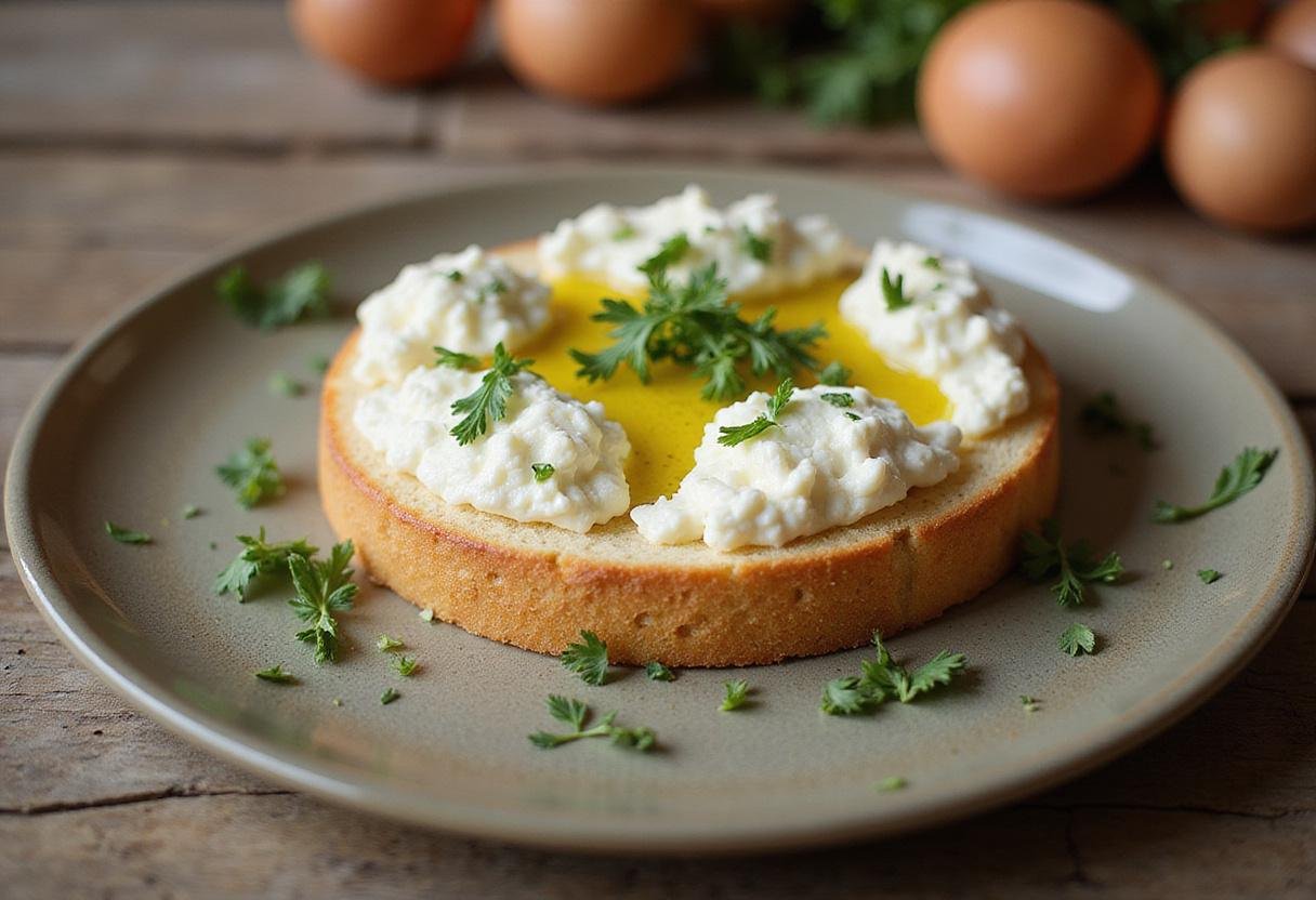 Delicious cottage cheese cloud bread served on a plate with herbs and olive oil, highlighting the simplicity and flavor of 3 ingredient cloud bread.