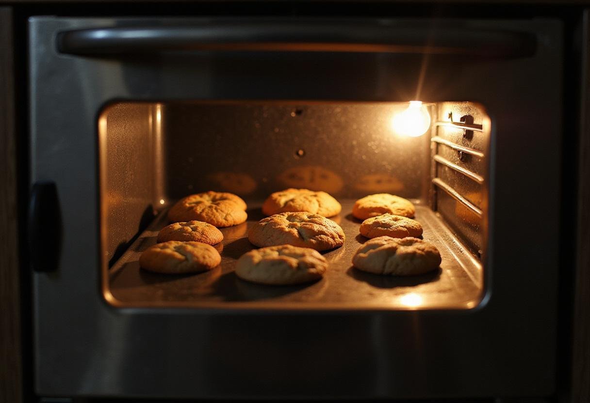 Baking delicious crumbl x dove cookies in the oven, golden brown and ready to enjoy.
