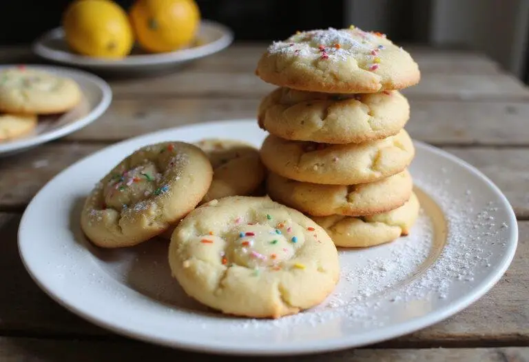 Deliciously displayed lemon and Funfetti cookies from an easy cake mix cookie recipe, perfect for sharing and enjoying.
