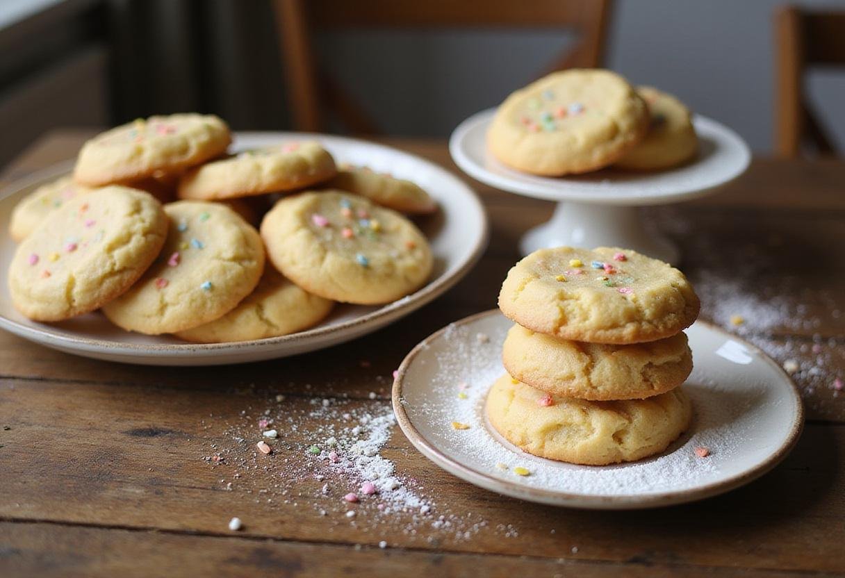Deliciously displayed lemon and Funfetti cookies from an easy cake mix cookie recipe, perfect for sharing and enjoying.