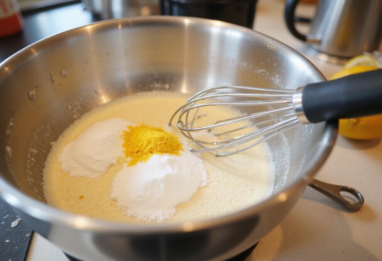 Easy cake mix cookie recipe featuring lemon flavor, ingredients like cake mix, sugar, and lemon zest ready for mixing.