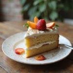 Gourmet presentation of a moist pound cake from cake mix, elegantly styled with frosting and fruit for a delightful dessert experience.