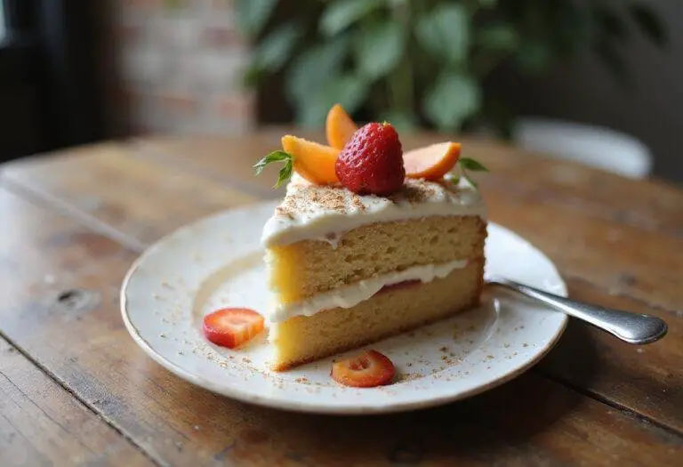 Gourmet presentation of a moist pound cake from cake mix, elegantly styled with frosting and fruit for a delightful dessert experience.