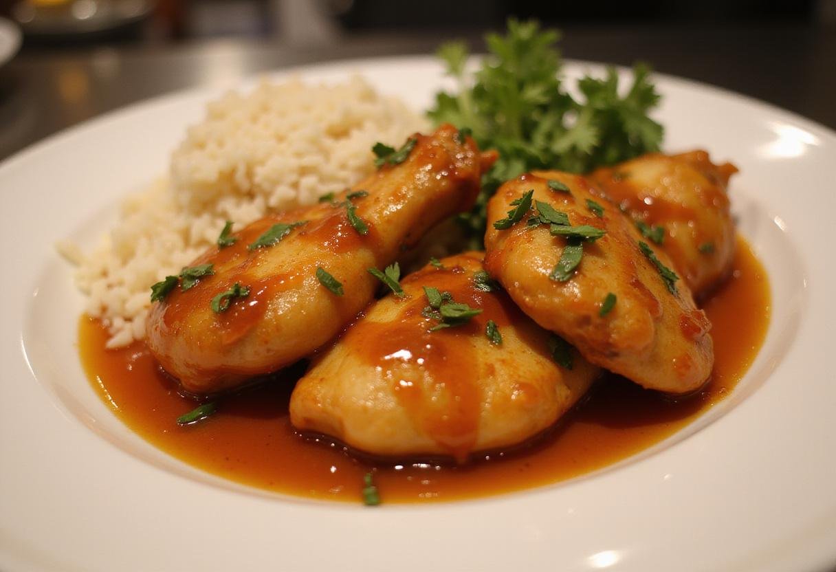 Delicious orange marmalade chicken served beautifully, showcasing the vibrant and appetizing dish inspired by Panda Express recipes.