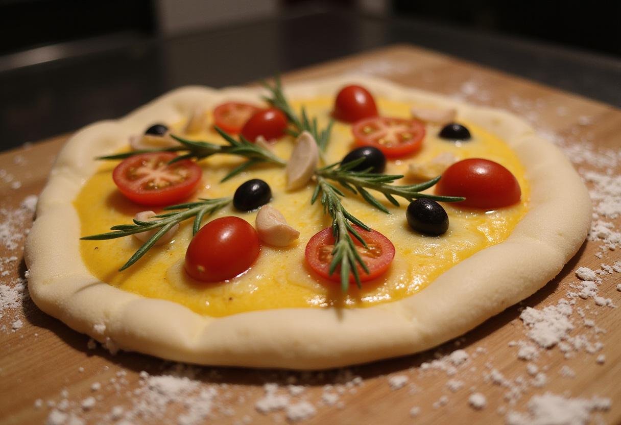 Arranging toppings on focaccia bread, focaccia bread art, focaccia toppings ideas, focaccia di recco preparation, what is the best way to eat focaccia bread toppings.