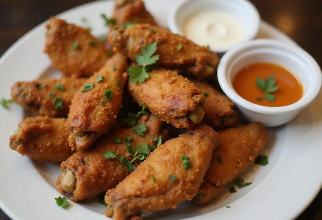 Deliciously crispy frozen chicken wings in air fryer, showcasing finished air fryer frozen chicken wings ready to enjoy.
