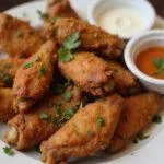 Deliciously crispy frozen chicken wings in air fryer, showcasing finished air fryer frozen chicken wings ready to enjoy.