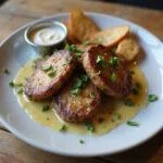 Gourmet presentation of garlic butter steak bites air fryer style, showcasing the delicious steak garnished and ready to serve.