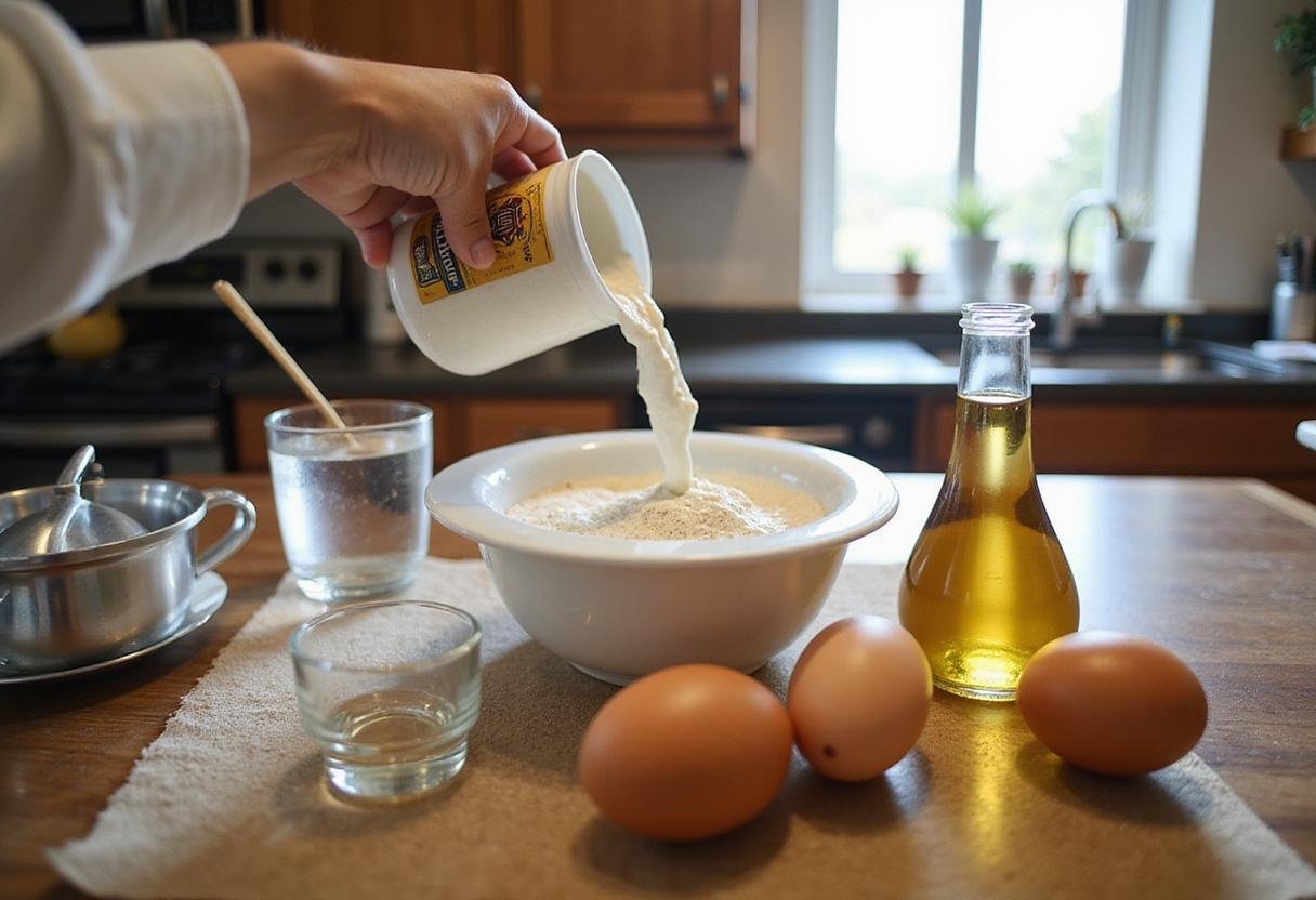 Delicious Ghirardelli cake mix ingredients displayed on a kitchen counter, perfect for making desserts.