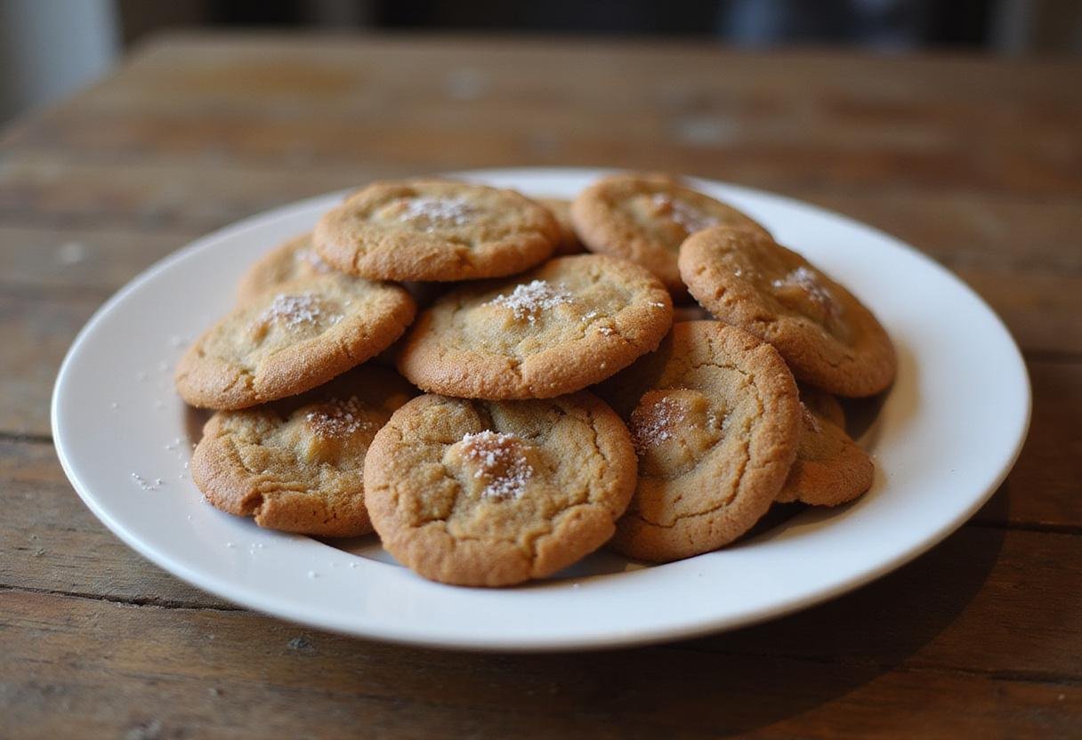 Freshly baked ginger molasses cookies displayed on a plate, highlighting the deliciousness of this ginger molasses cookie recipe with Mrs. Fields inspiration.